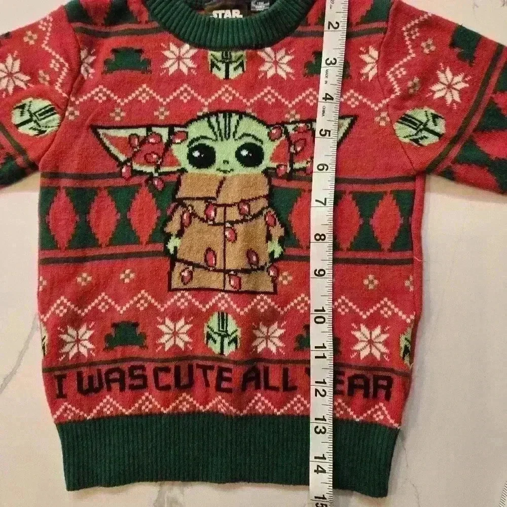 Star Wars Grogu Ugly Christmas Sweater Red Green Baby 18 months